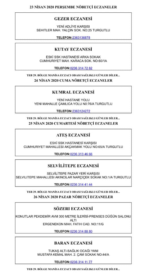 SOKAĞA ÇIKMA YASAĞINDA NÖBETÇİ OLAN ECZANELER