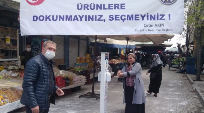 PAZAR YERLERİNE EL DEZENFEKTAN NOKTALARI KURULDU