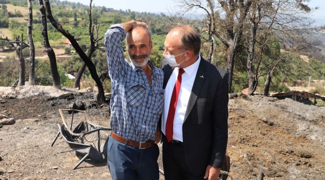 BAŞKAN AKIN YANGIN'DAN ZARAR GÖREN VATANDAŞLARIN ACISINA ORTAK OLDU