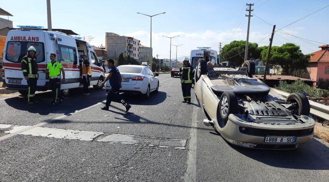 Turgutlu’da otomobil takla attı 4 yaralı