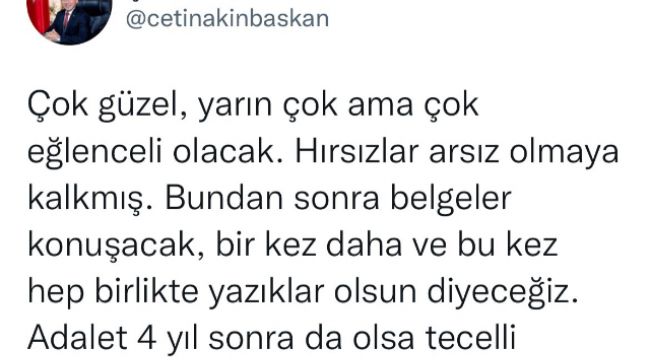 Başkan Akın yarın açıklama yapacağını duyurdu