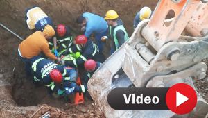Turgutlu'da toprak altında kalan işçi ekipler tarafından kurtarıldı