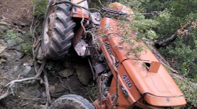 Ahmetli’de uçuruma yuvarlanan traktörün sürücüsü yaralandı 