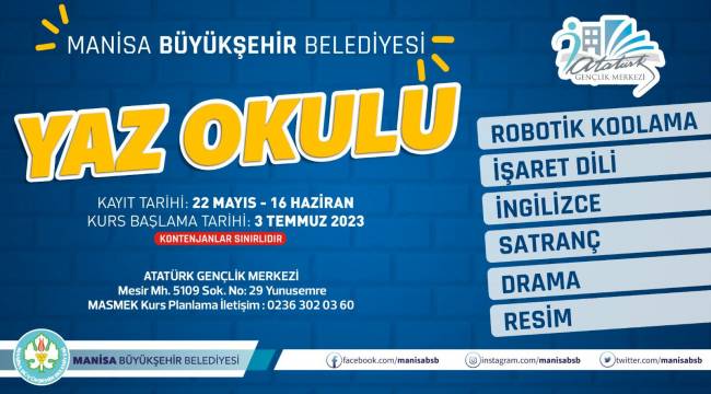 Yaz Okulu ile MASMEK ve Konservatuvar Yaz Dönemi Kurs Kayıtları Başlıyor