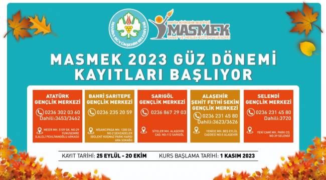 MASMEK Güz Dönemi Kurs Kayıtları Başlıyor