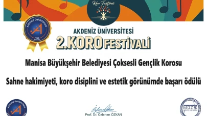 Manisa Büyükşehir Belediyesi Çok Sesli Gençlik Korosu’na Antalya’da ödül