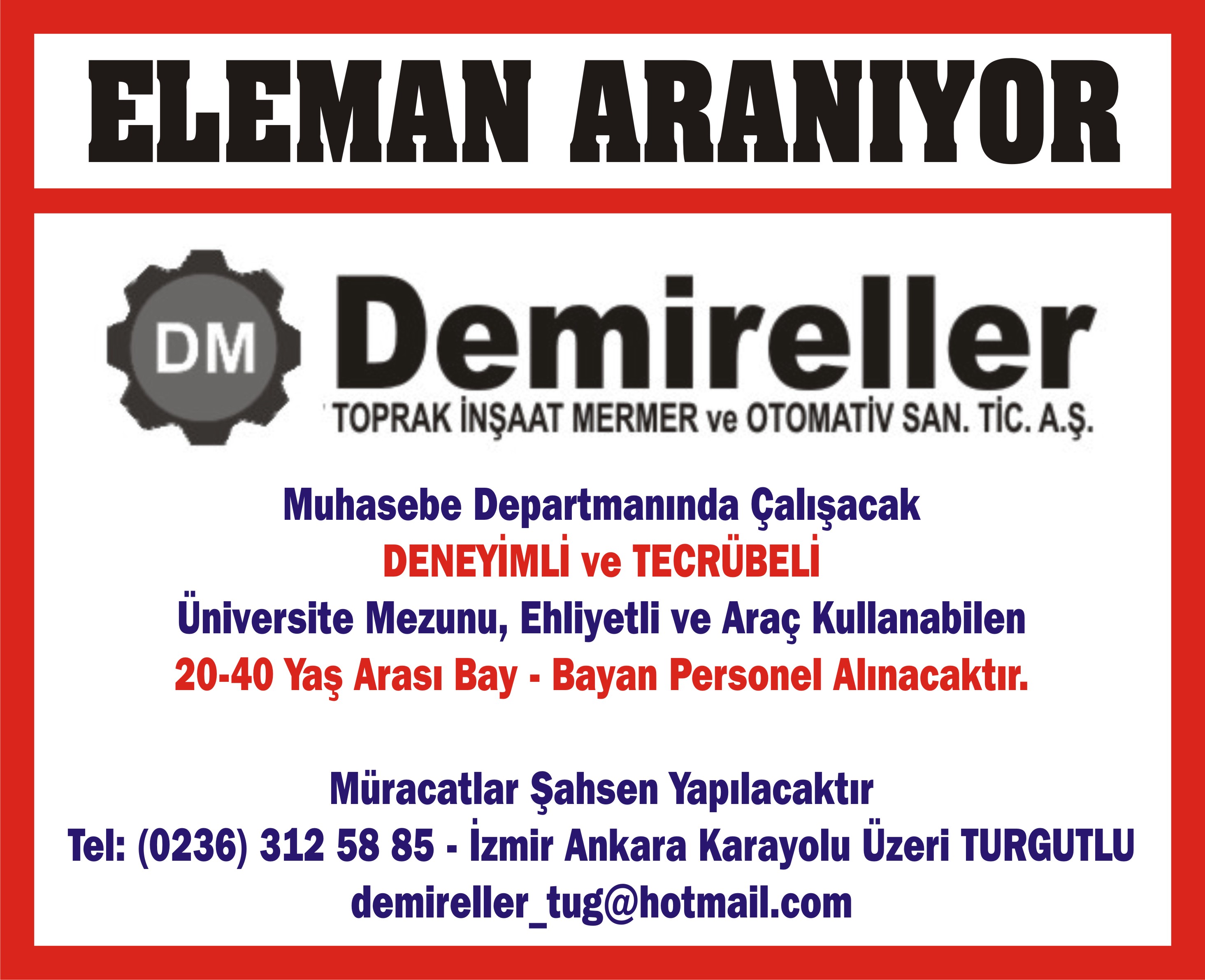 Deneyimli Ve Tecrübeli Personel