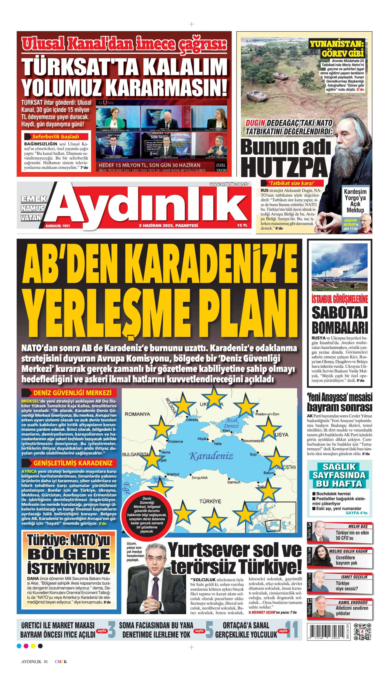 AYDINLIK GAZETESİ Gazete Manşeti
