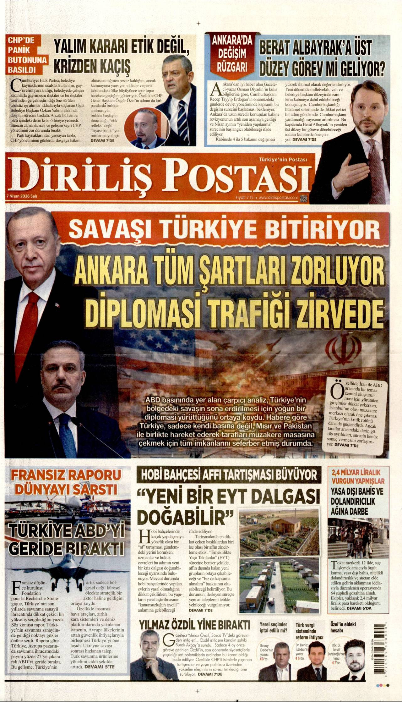 Diriliş Postası Gazetesi Gazete Manşeti