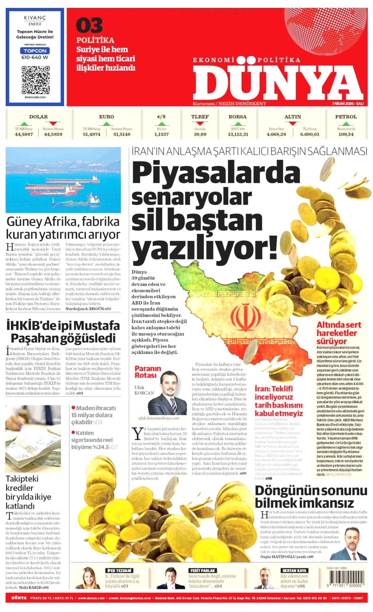 Dünya Gazetesi Gazete Manşeti
