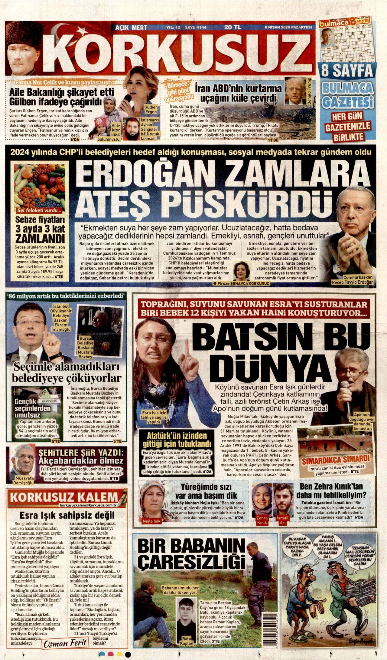 Korkusuz Gazetesi Gazete Manşeti
