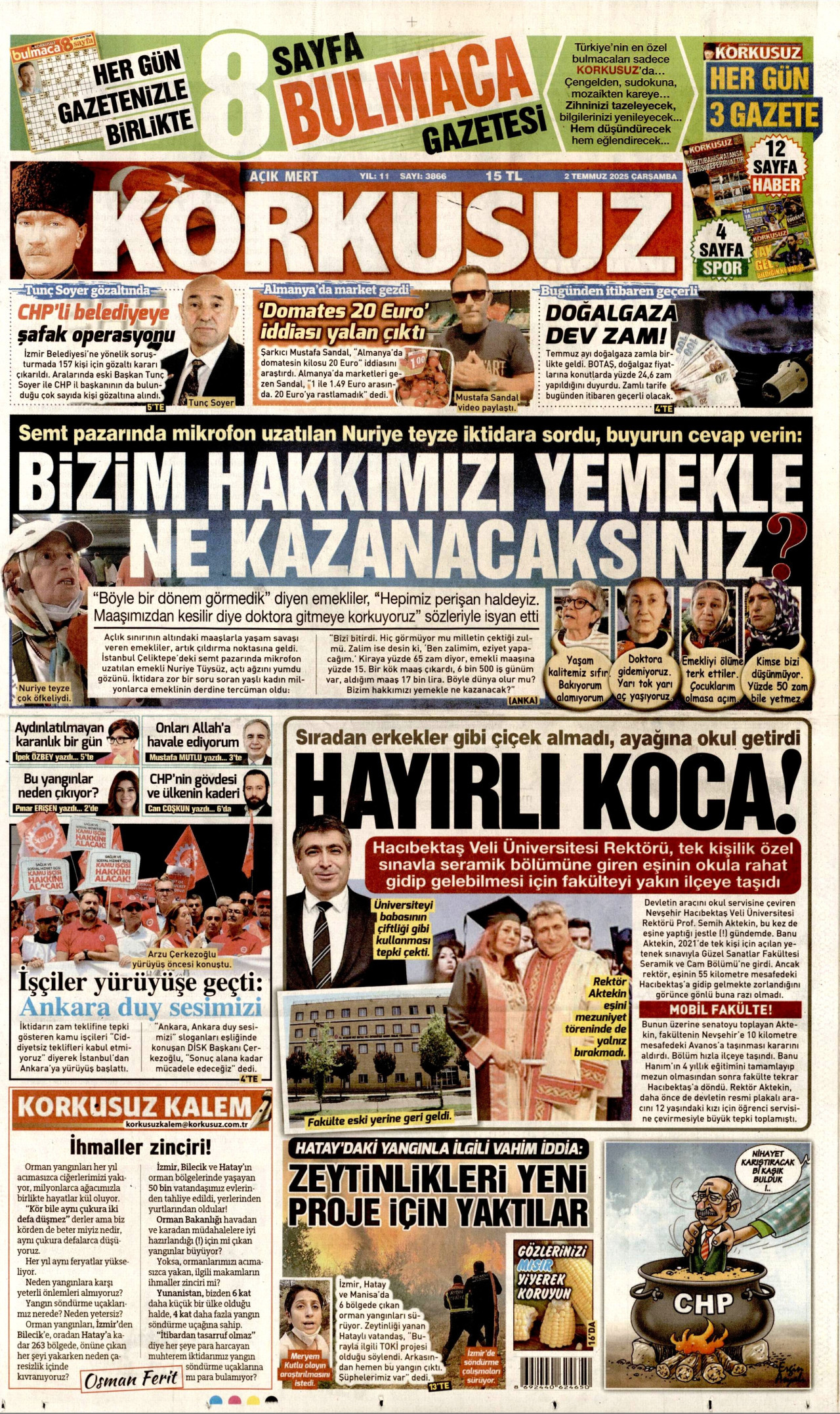 KORKUSUZ Gazete Manşeti