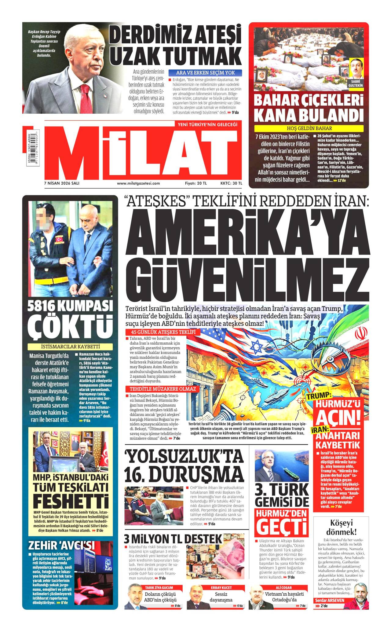 Milat Gazetesi Gazete Manşeti