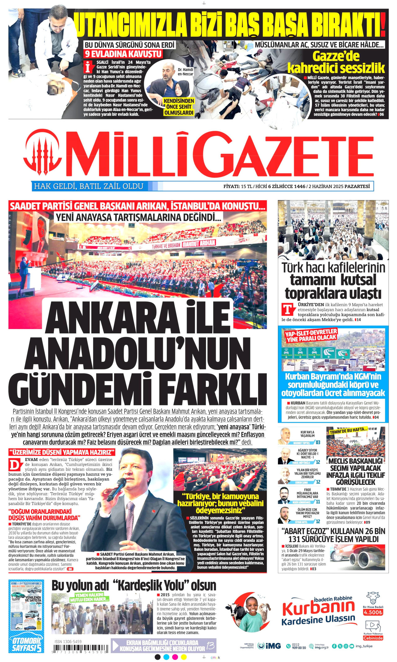 MİLLİ GAZETE Gazete Manşeti