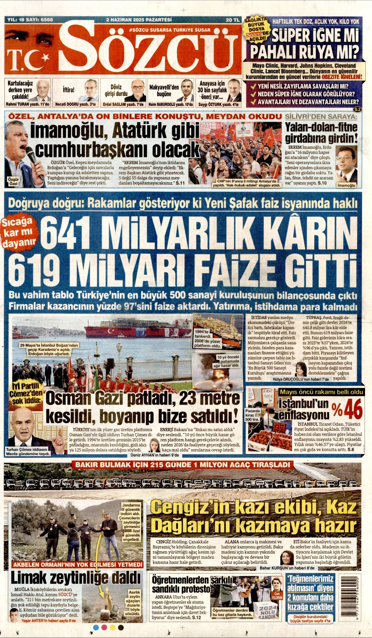 SÖZCÜ Gazete Manşeti