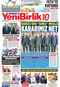 Yeni Birlik Gazete Manşeti