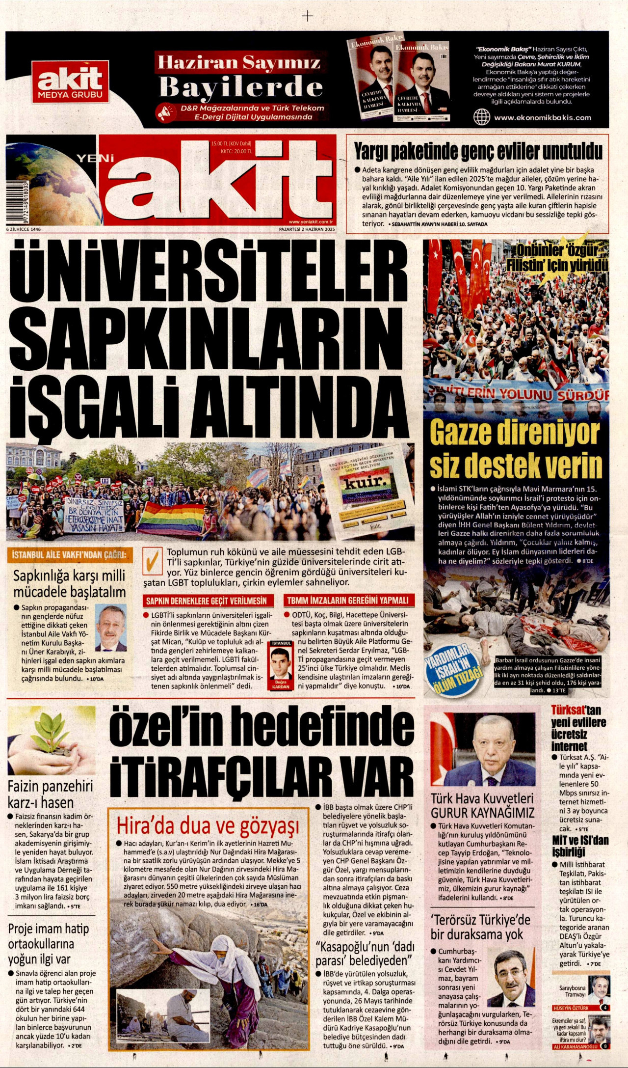 YENİ AKİT Gazete Manşeti