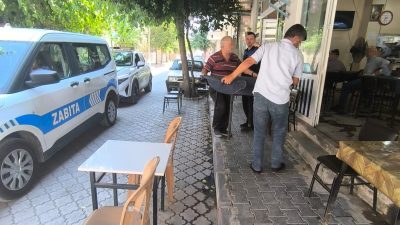 Turgutlu Zabıtasından Kahvehanelere İşgal Denetimi Turgutlu Belediyesi Zabıta Müdürlüğü, İlçe Emniyet Müdürlüğü Trafik Denetleme Büro